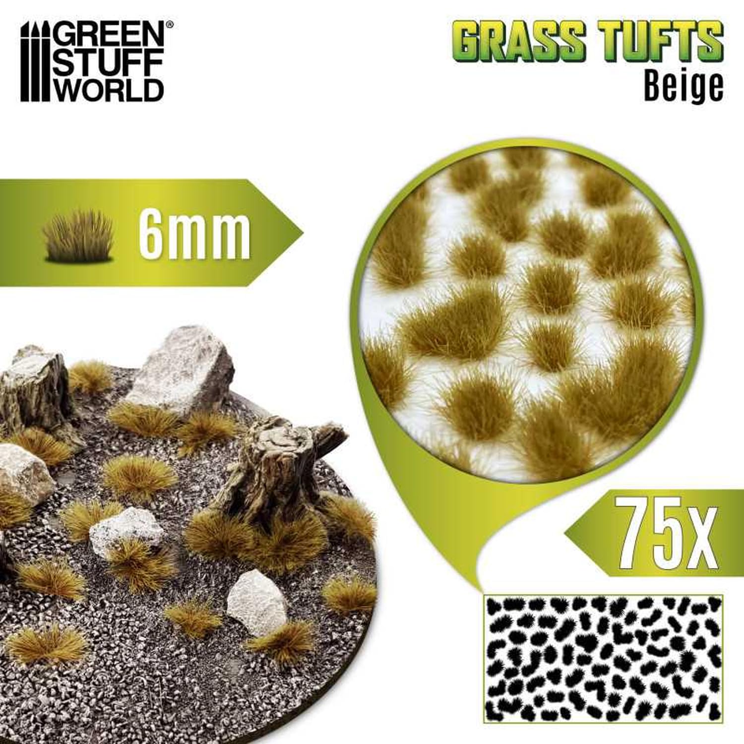 Green Stuff World Grass Tufts 6mm Beige for Model Kits