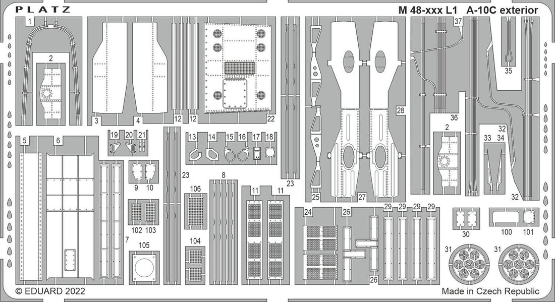 PLATZ 1/48 A-10C Thunderbolt II Etching Parts for Model Kits