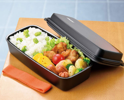 THERMOS Fresh Lunch Box 600ml Black Orange for Japanese Meals