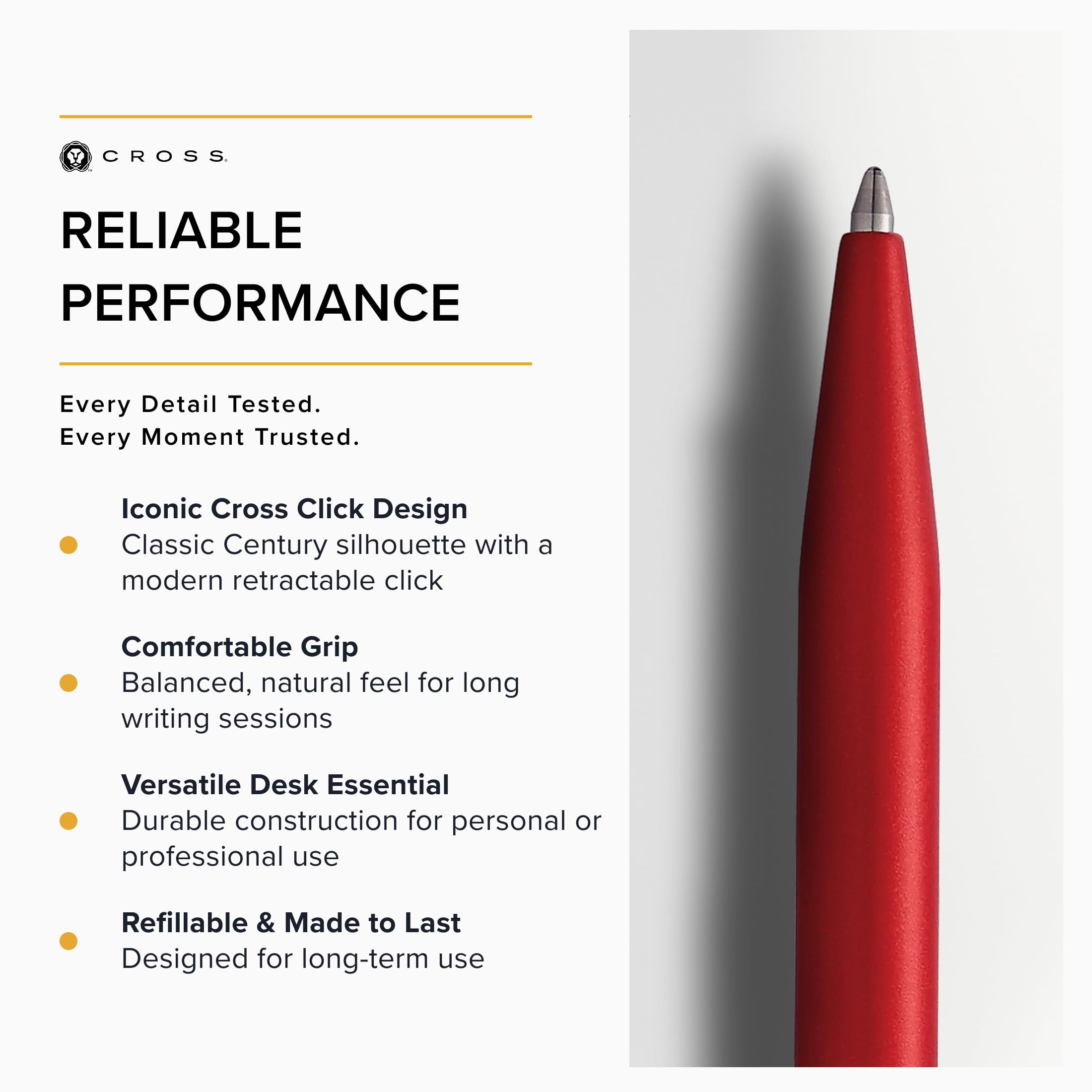 Cross Click Ballpoint Pen Red Smooth Writing Experience