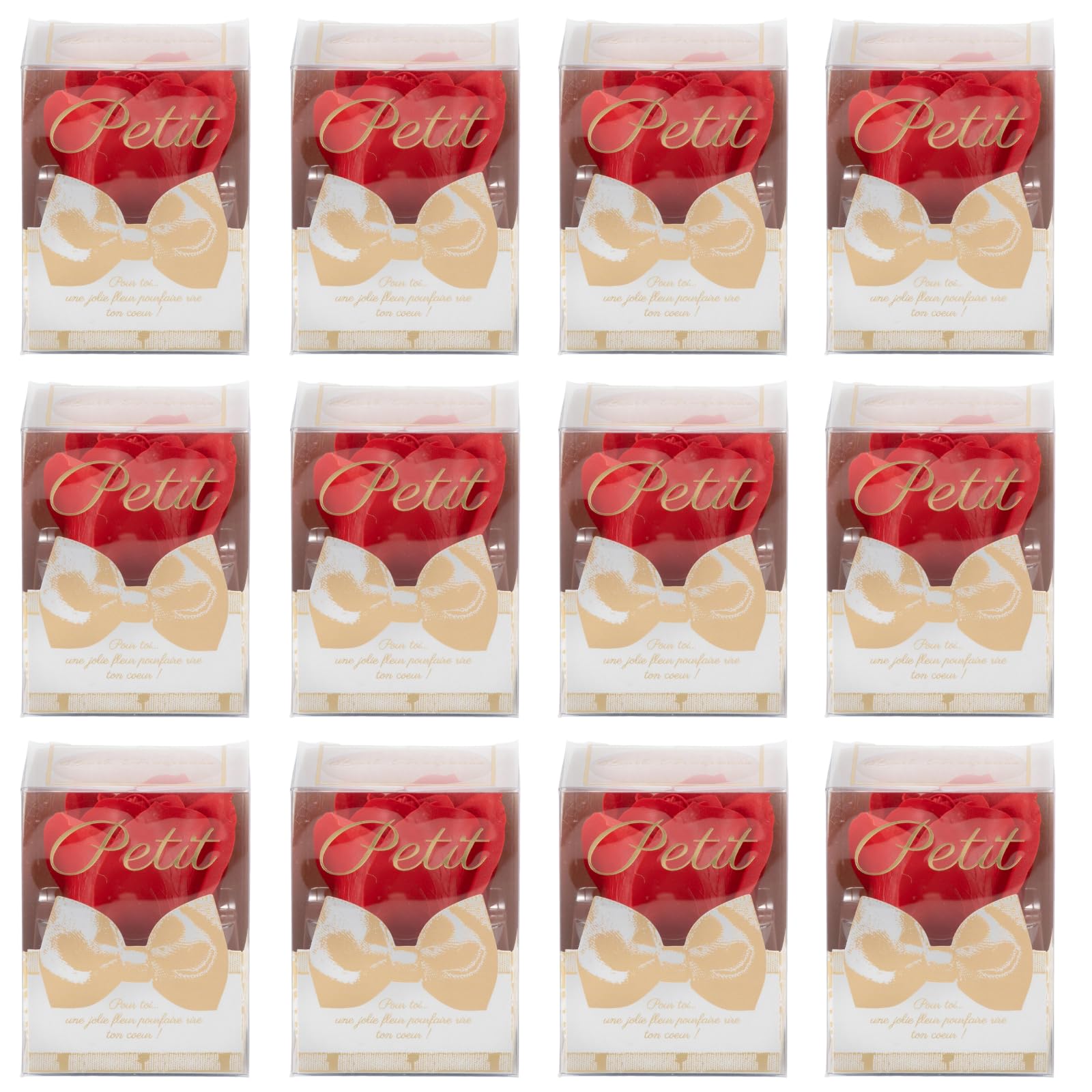 Q-FLA Bath Soak Soap Flower Set for Gifts Red 12pcs