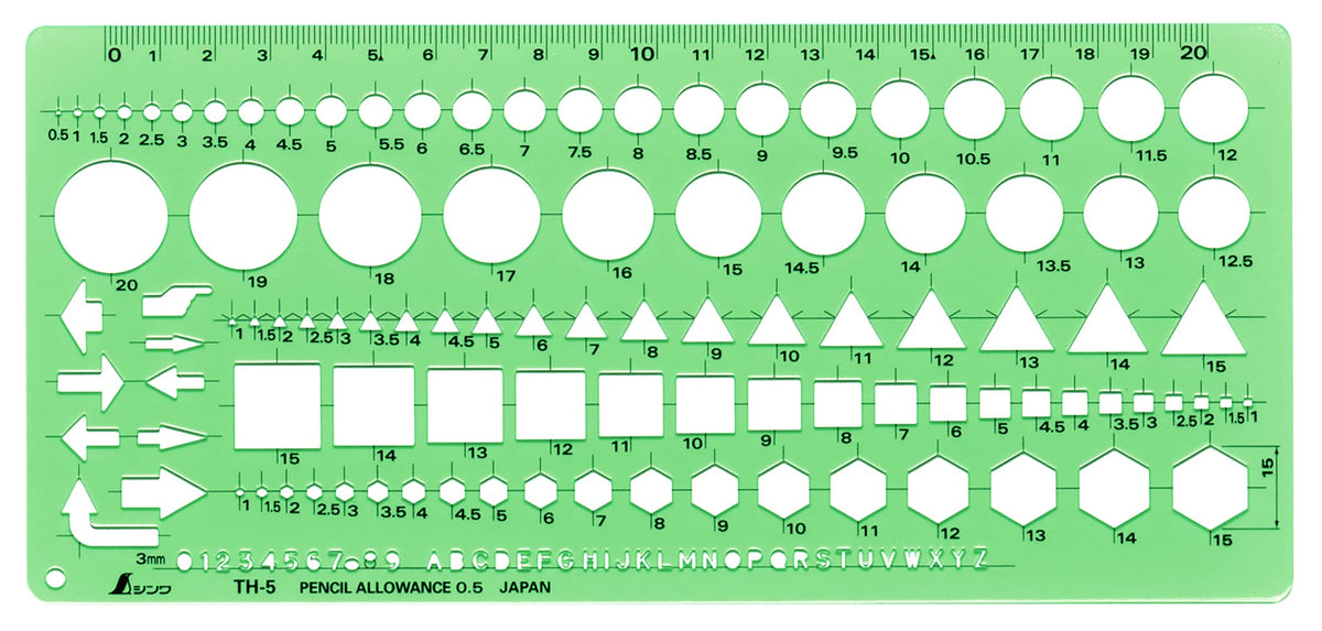 Shinwa Sokutei Template General Purpose Ruler TH-5