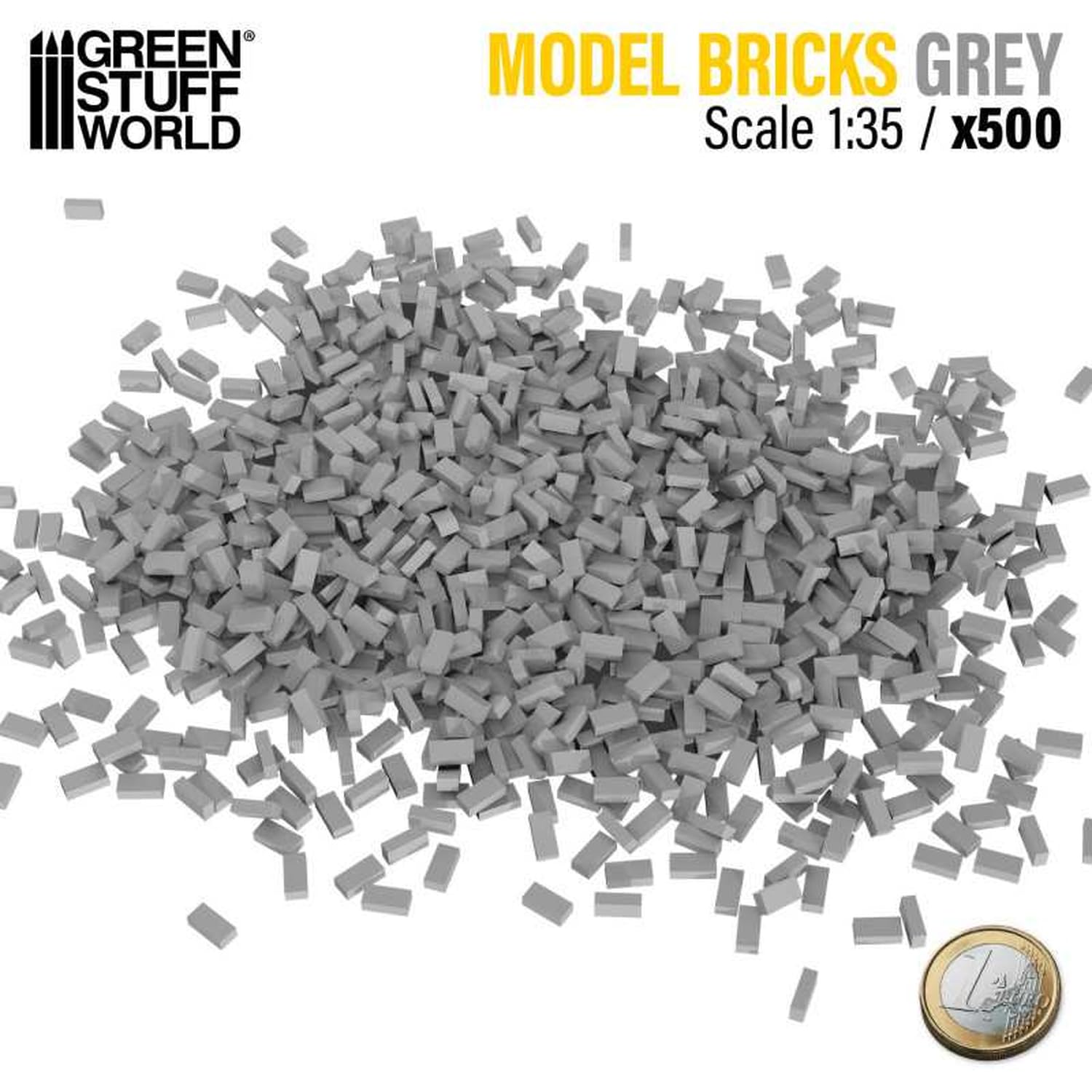 Green Stuff World 1/35 Diorama Brick Set Gray 500 Pack Miniature Accessory