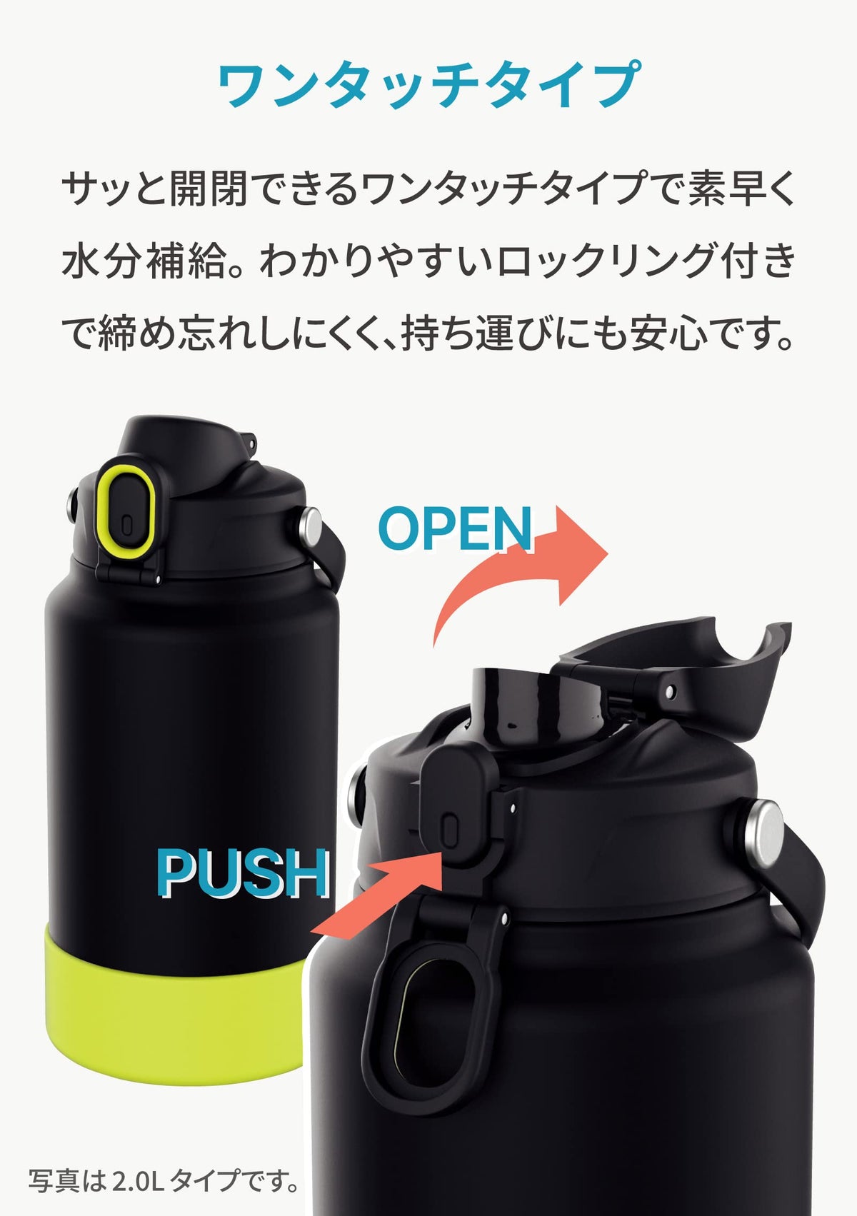 Peacock Stainless Steel Sports Bottle 1.5L One-Touch Design