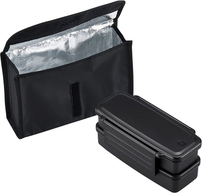 OSK Two-Tier Lunch Box with Insulated Case for Japanese Meals