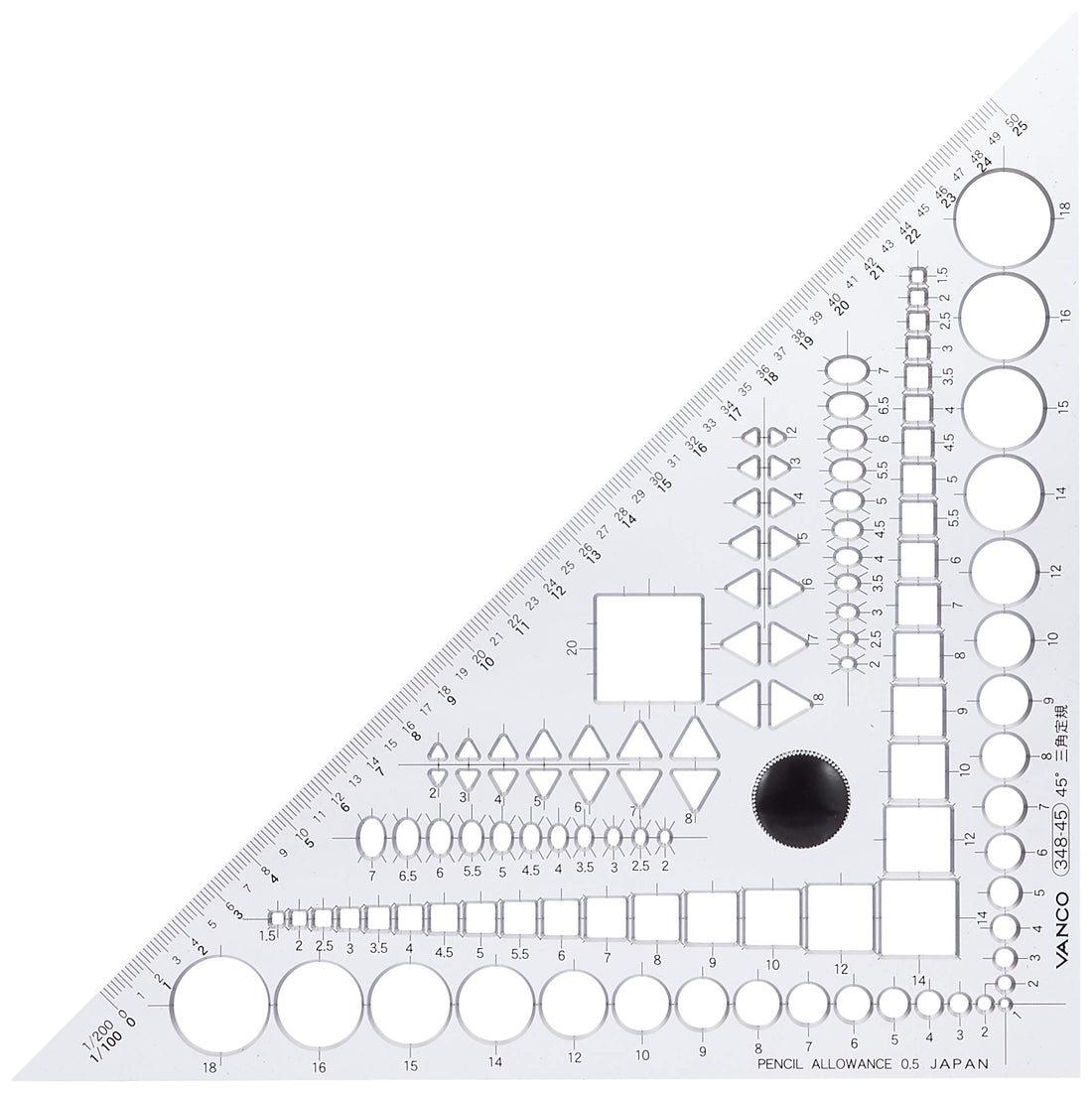 Vanco Triangle Ruler 45 Degree Template for Precision Drawing