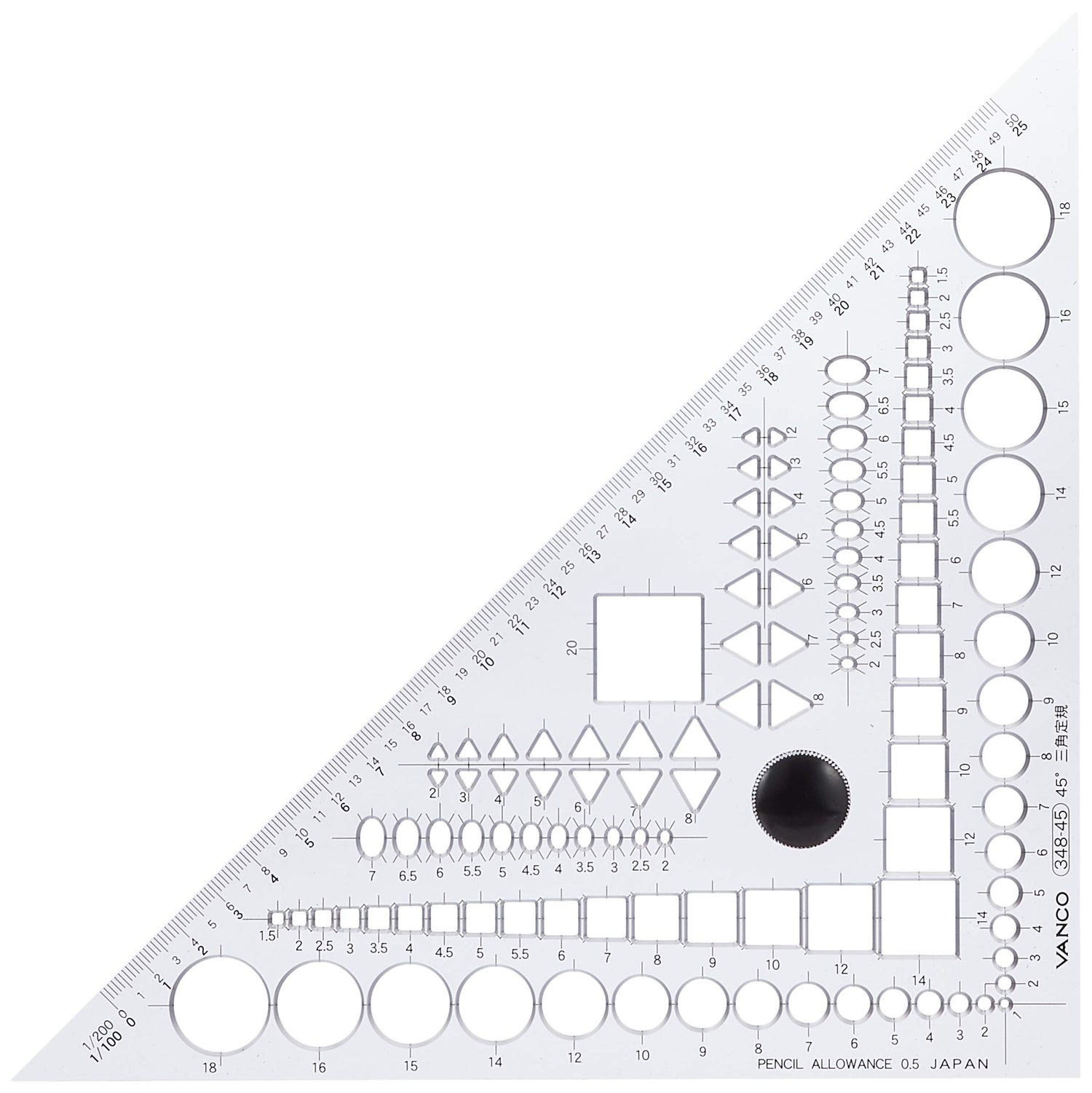 Vanco Triangle Ruler 45 Degree Template for Precision Drawing