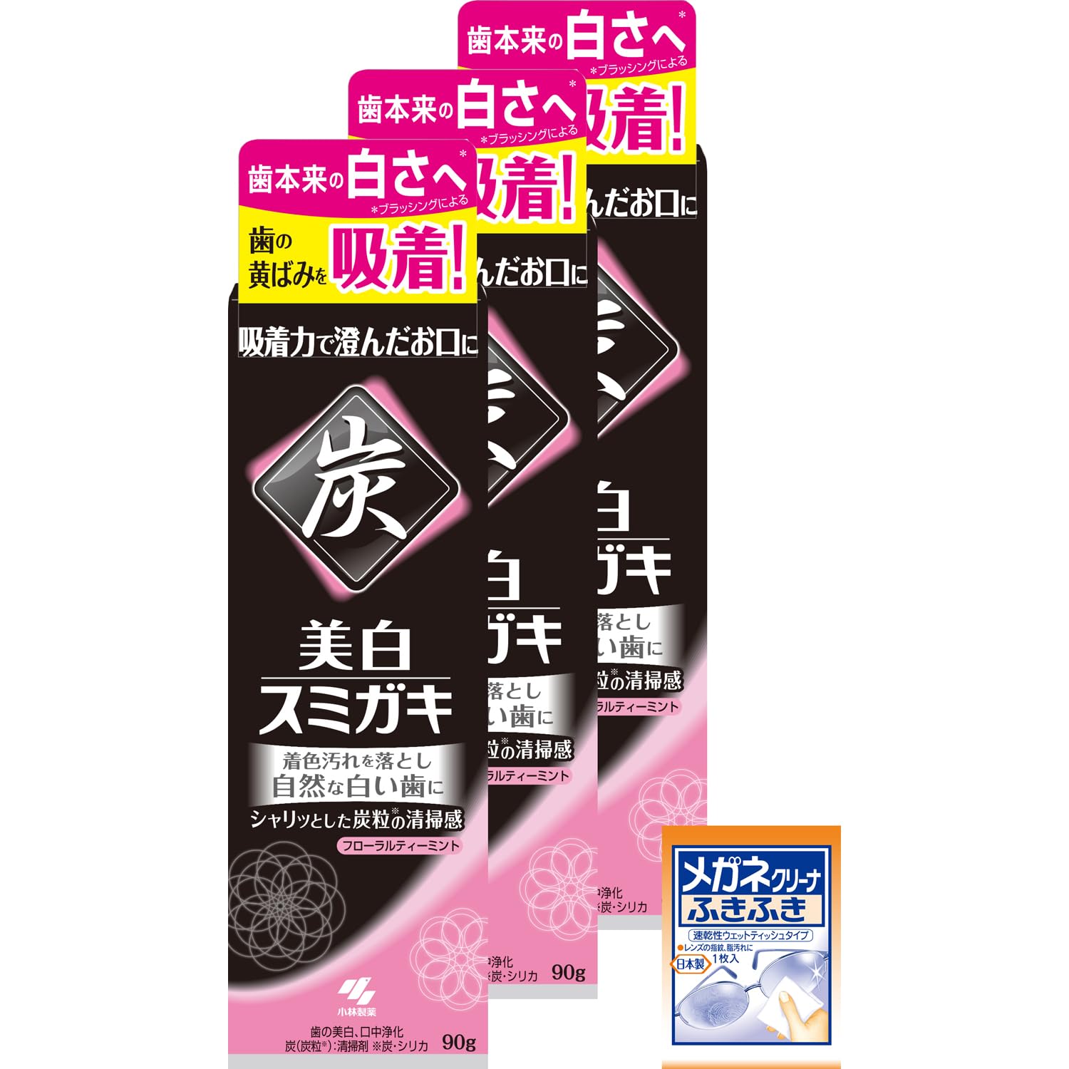 Sumigaki Whitening Charcoal Toothpaste Floral Tea Mint 90g Pack of 3