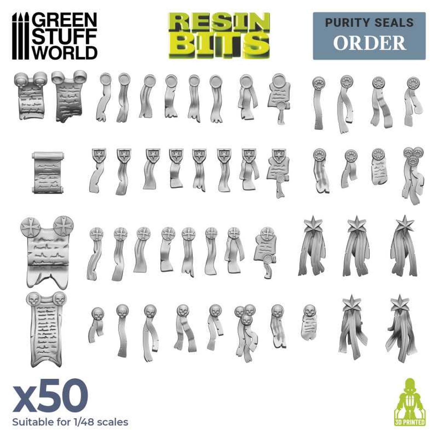 Green Stuff World 3D Printed Purity Seals Set 50 Pieces