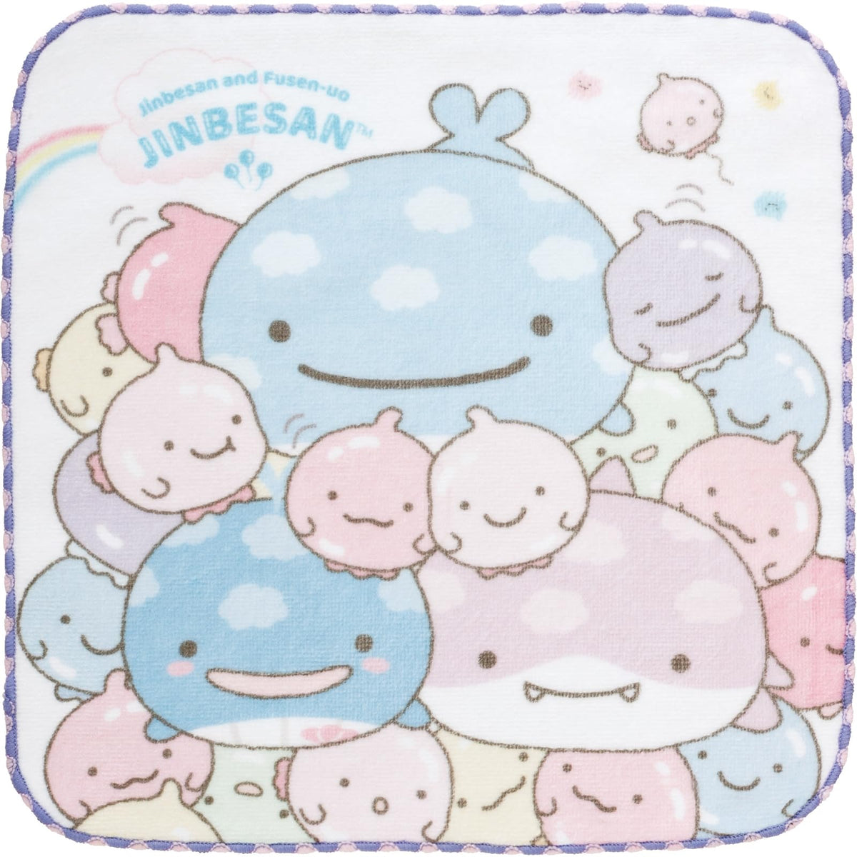 San-X Jinbeisan Mini Towel Featuring Jinbeisan and Balloon Fish 250mm
