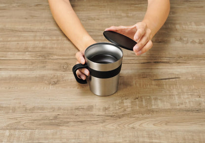 Kakusee Silver Mug 250ml with Lid Vacuum Insulated Stainless Steel