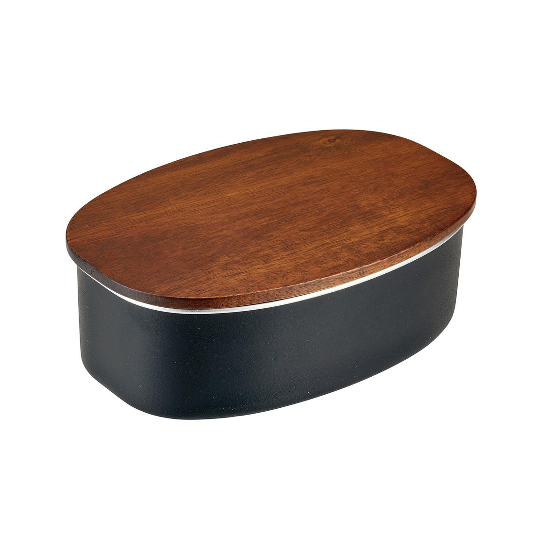nonoji Stainless Steel Oval Lunch Box with Natural Wood Lid
