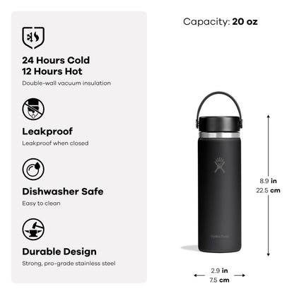 Hydro Flask Wide Mouth 20oz Water Bottle in Shale Grey