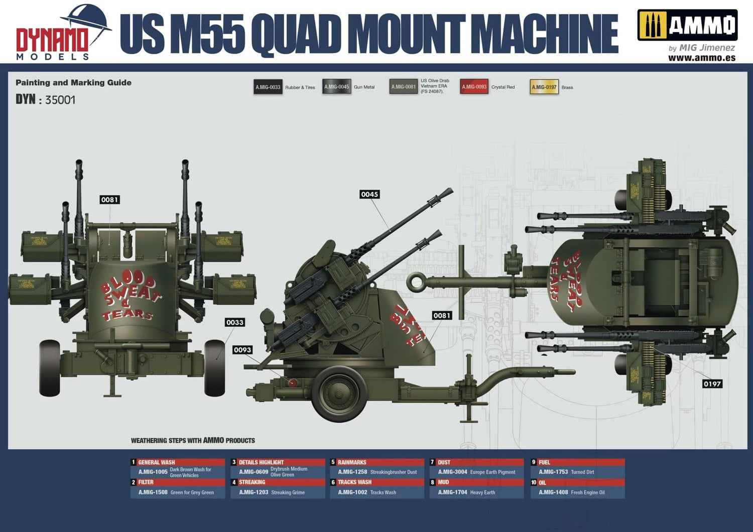 Dynamo Models 1/35 American M55 Quad Machine Gun Trailer Model Kit