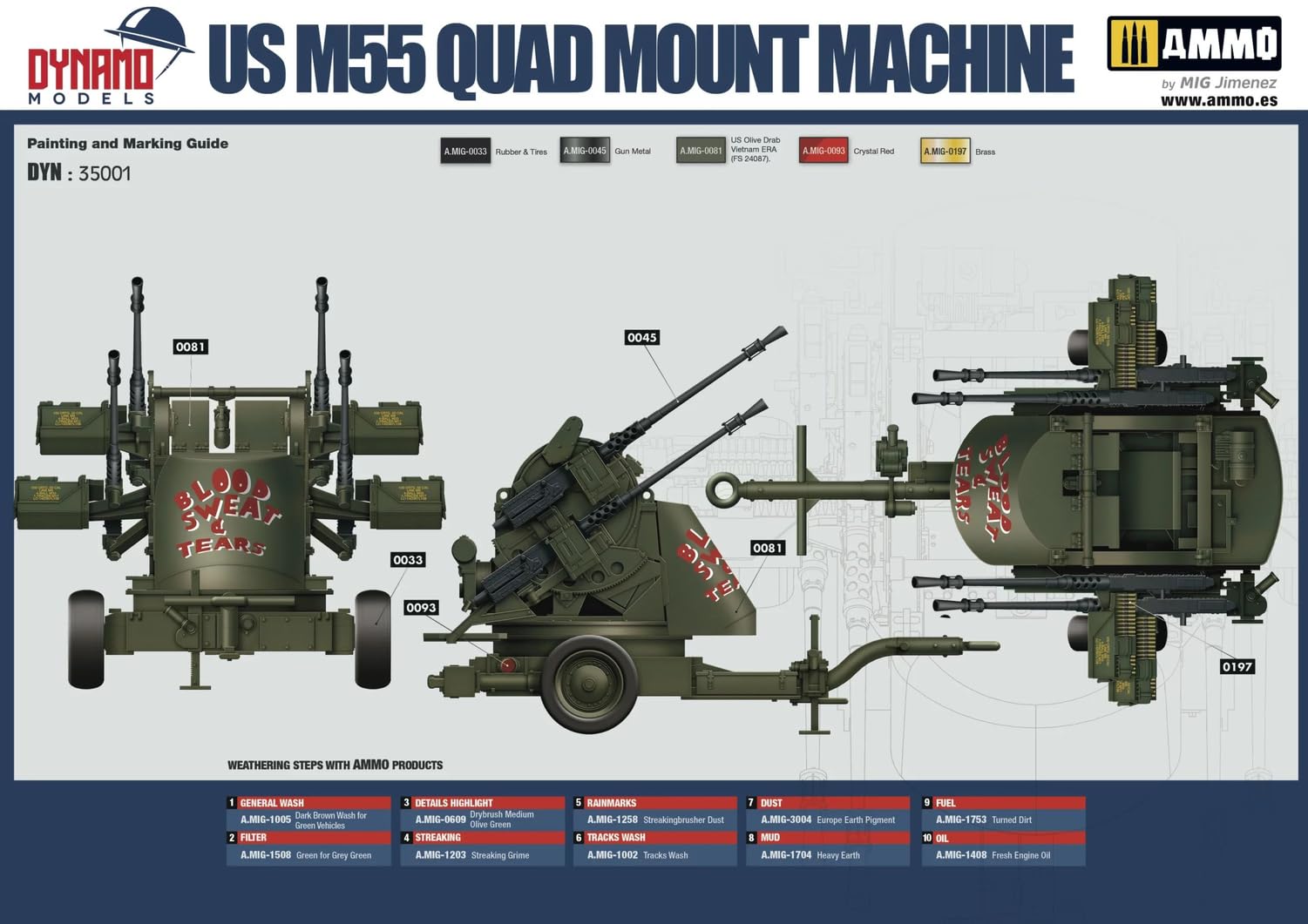 Dynamo Models 1/35 American M55 Quad Machine Gun Trailer Model Kit