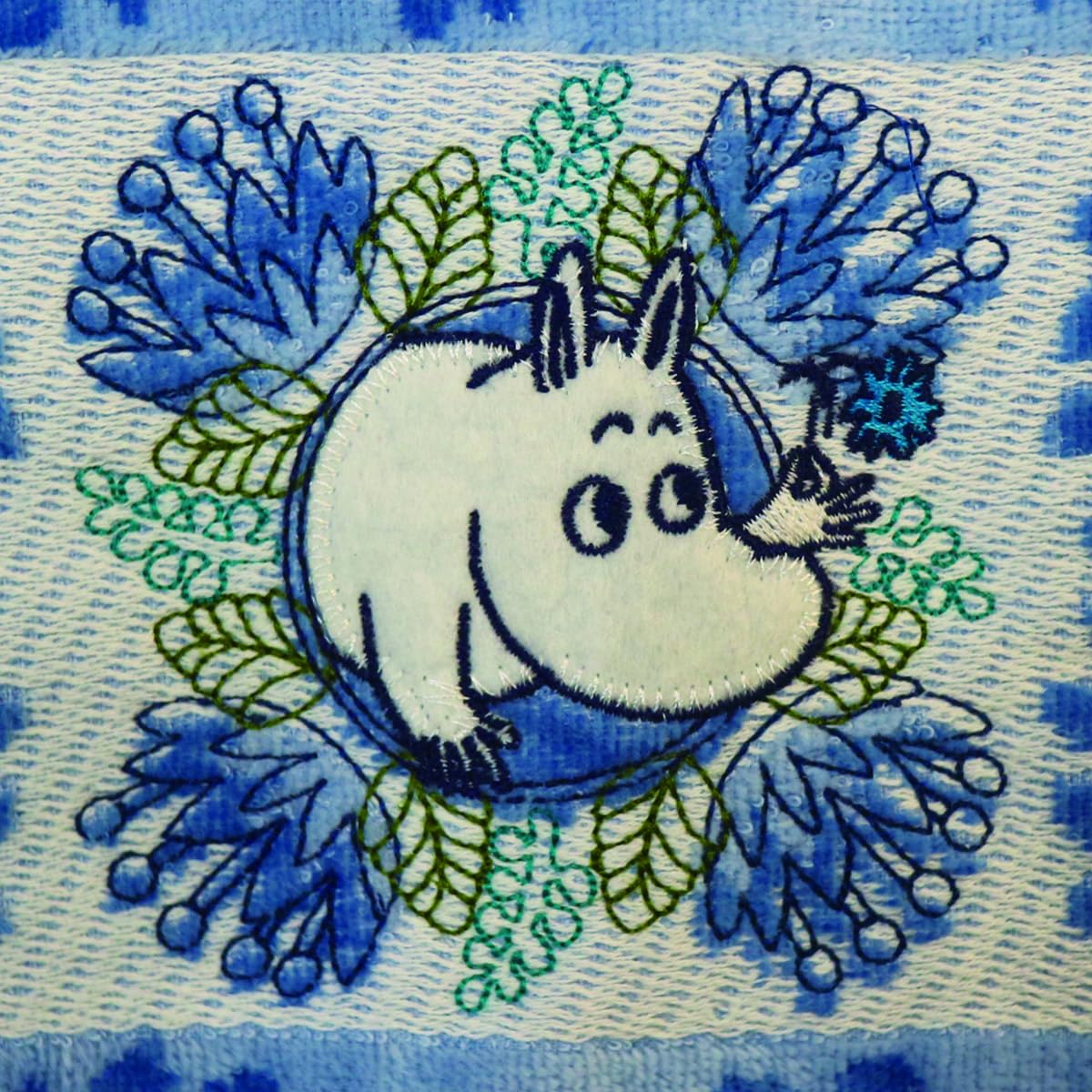 Marushin Face Towel Moomin Quilted Blue 100% Organic Cotton