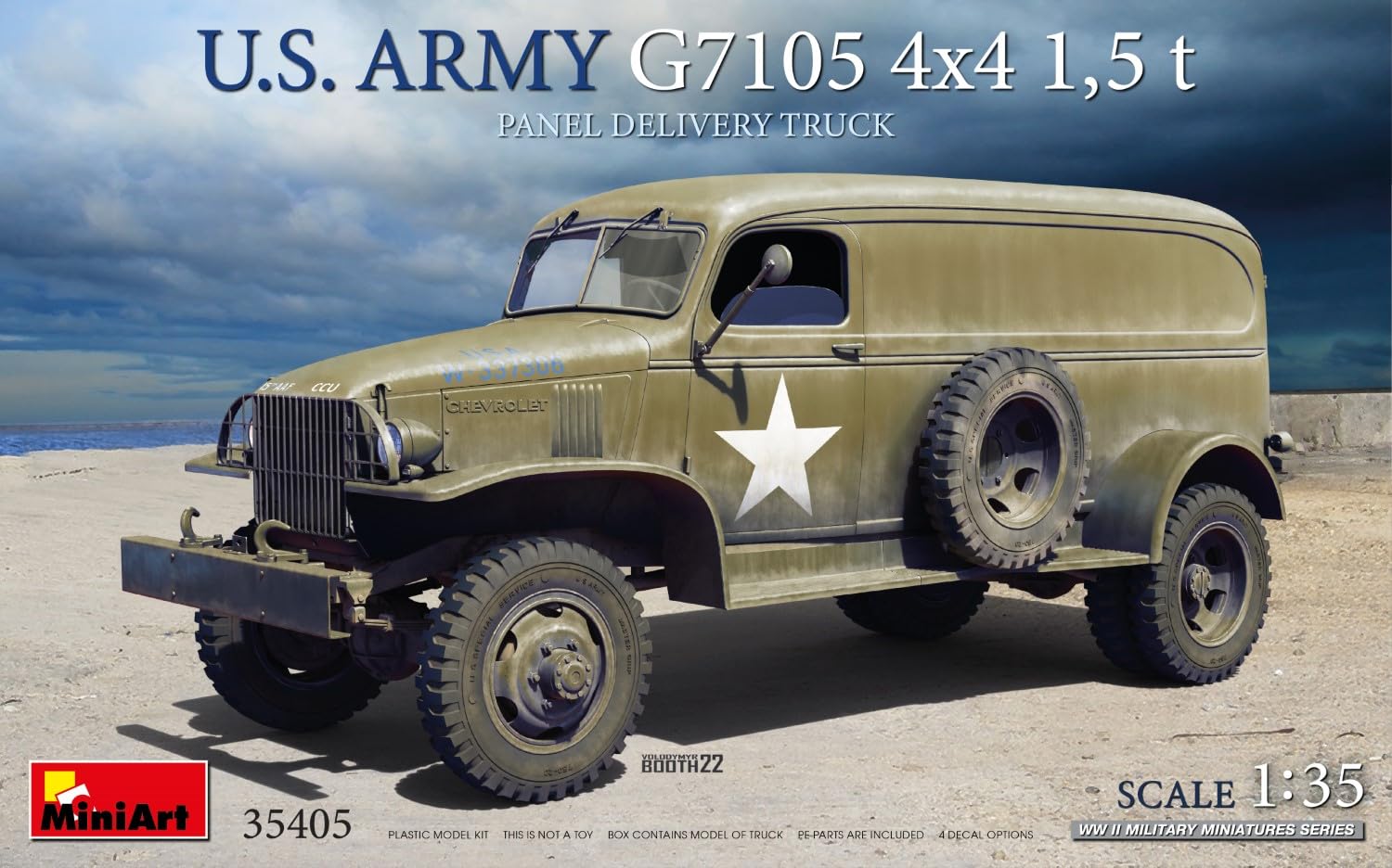 Miniart 1/35 Scale American G7105 4x4 1.5 Ton Panel Van Model Kit
