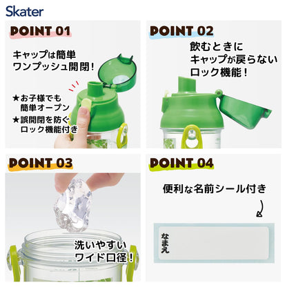 Skater Kids Plastic Water Bottle 480ml with Measurement Pikmin Design
