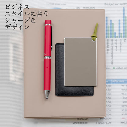 HORIUCHI KAGAMI KOUGYOU Stainless Steel Card Mirror with Green String