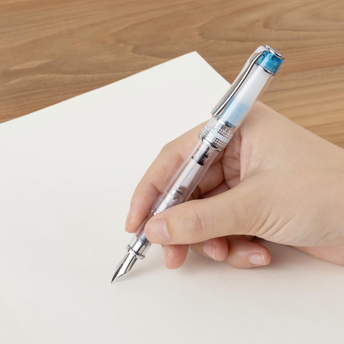 PILOT PRERA Iroai CM Calligraphy Fountain Pen, Transparent Light Blue