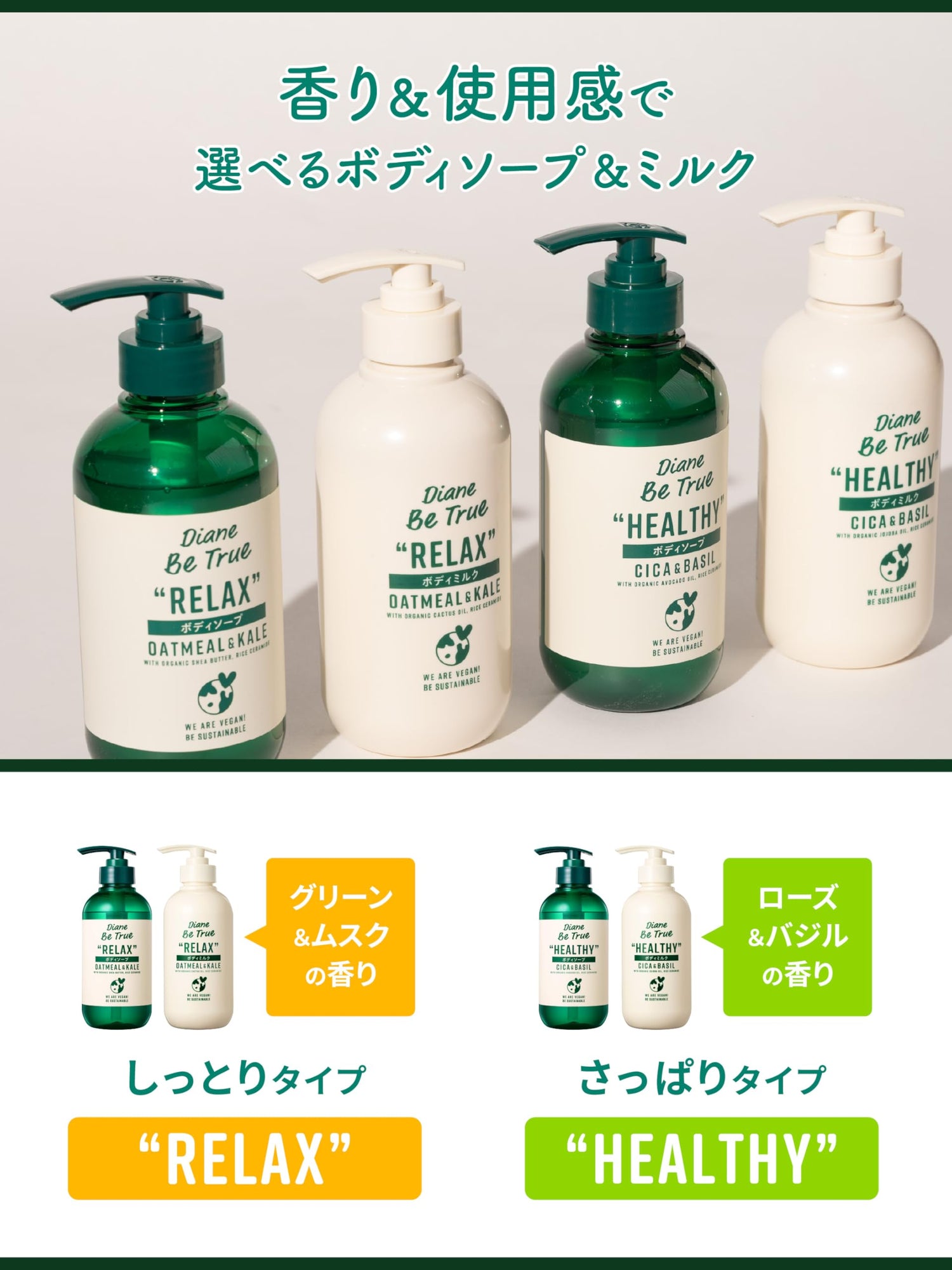 Diane Be True Body Wash Green Musk Scent 400ml Moisturizing Cleanser