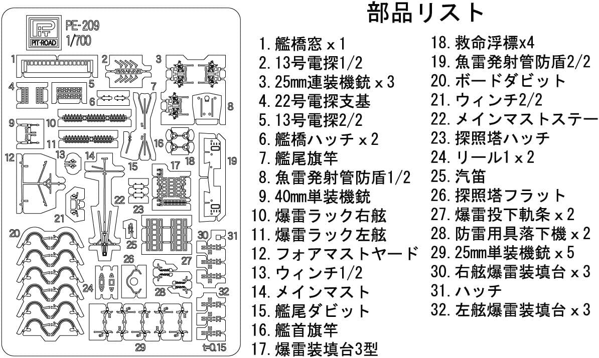 PIT-ROAD 1/700 Japanese Navy Mine Layer Etching Parts PE209