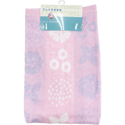 Hayashi Face Towel Set Soft and Absorbent Floral Design Pink 34x80cm