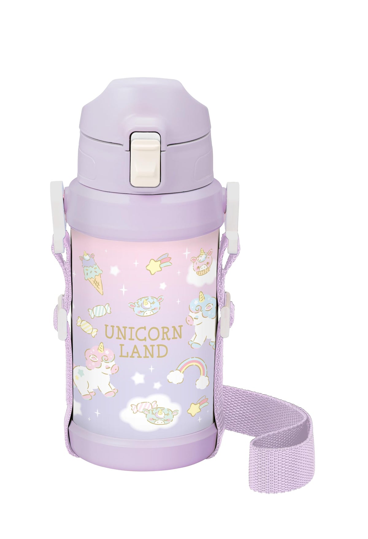 OSK Unicorn Kids Water Bottle 600ml with Shoulder Strap