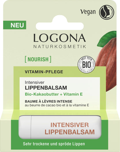 LOGONA Intensive Lip Balm Organic Cocoa 4.6g for Nourished Lips