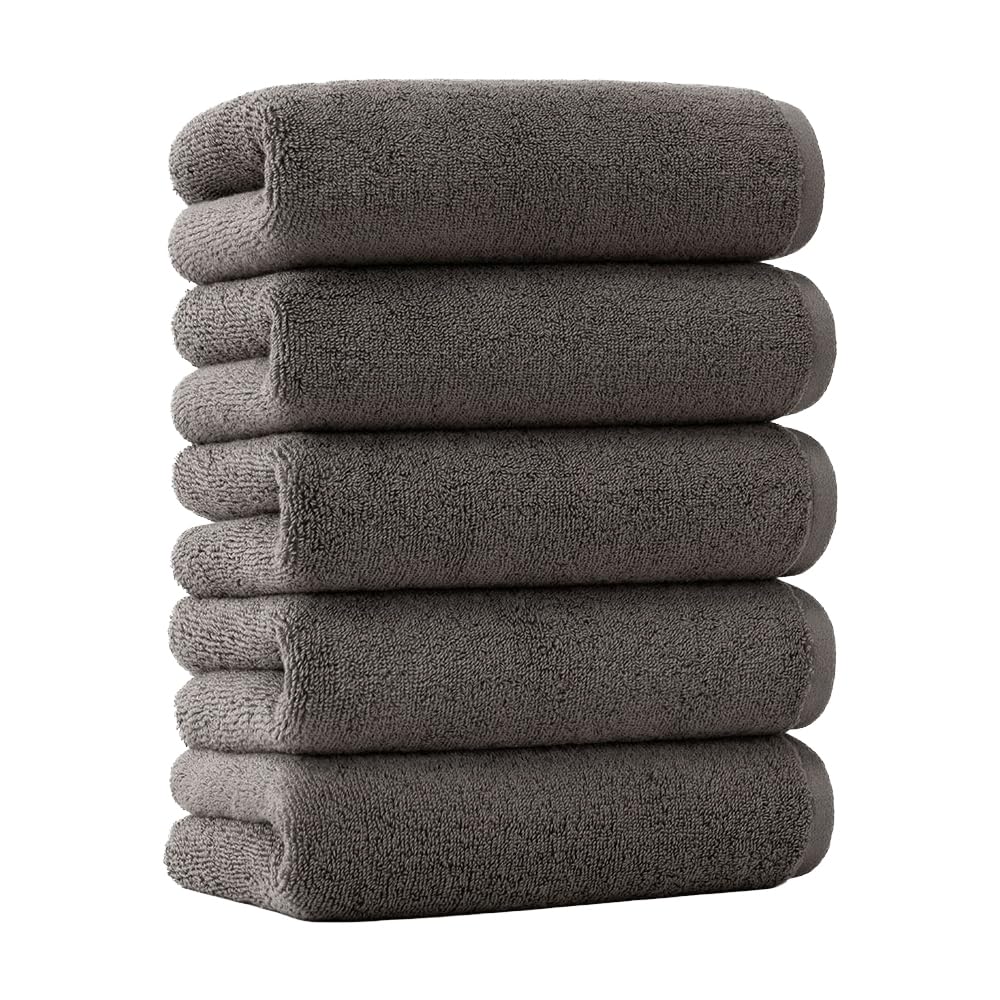 Iris Plaza Smart Yell Face Towel Set Soft and Absorbent Charcoal 5-Pack