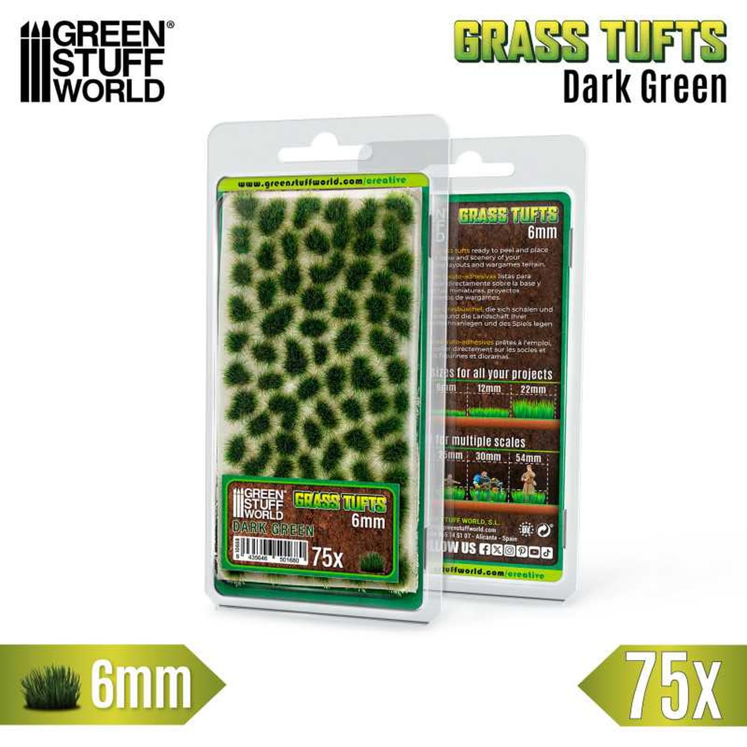 Green Stuff World Grass Mat 6mm Dark Green for Model Scenery