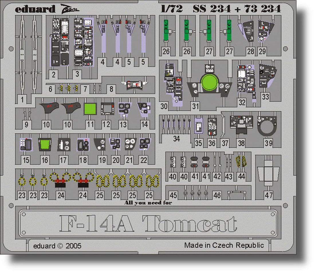 Eduard 1/72 F-14A Zoom Series Etching Parts for Hasegawa Models