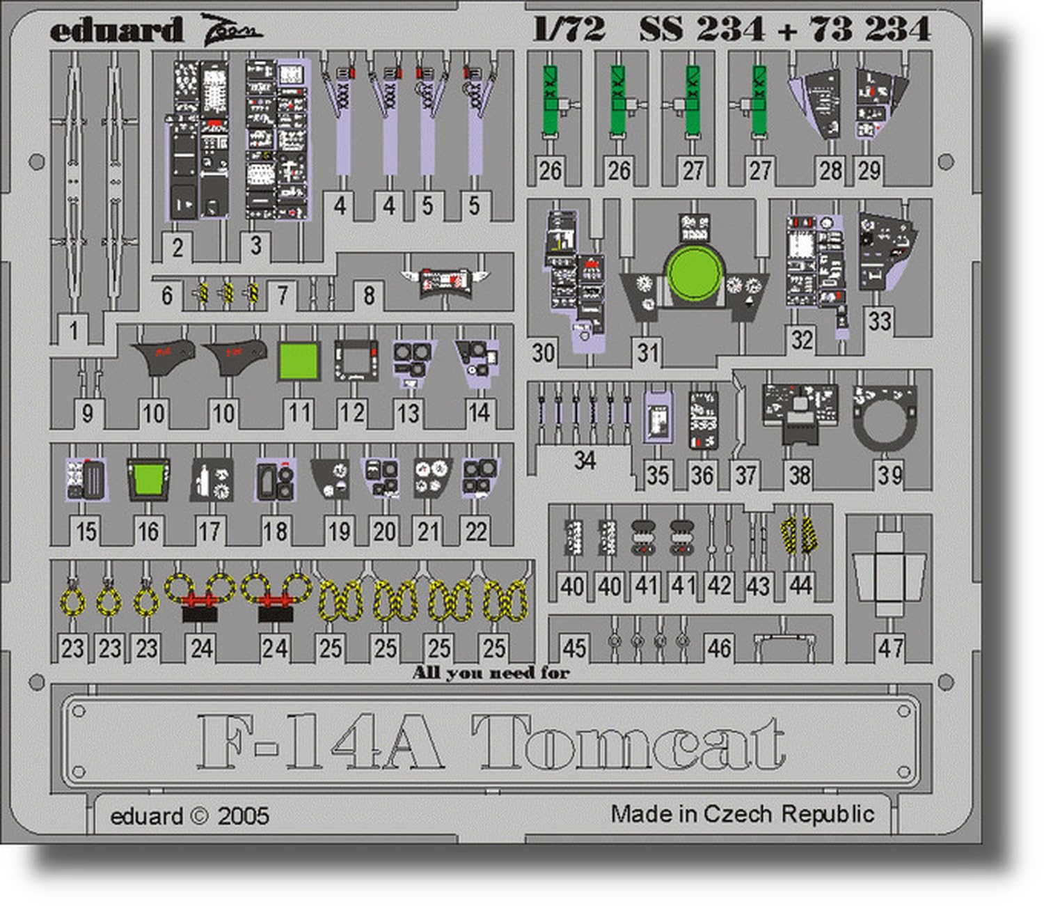 Eduard 1/72 F-14A Zoom Series Etching Parts for Hasegawa Models
