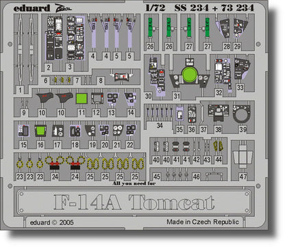 Eduard 1/72 F-14A Zoom Series Etching Parts for Hasegawa Models