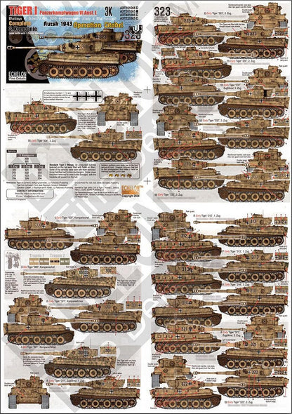 ECHELON 1/35 German Tiger I Tank Decals for Kursk 1943 Model Kit