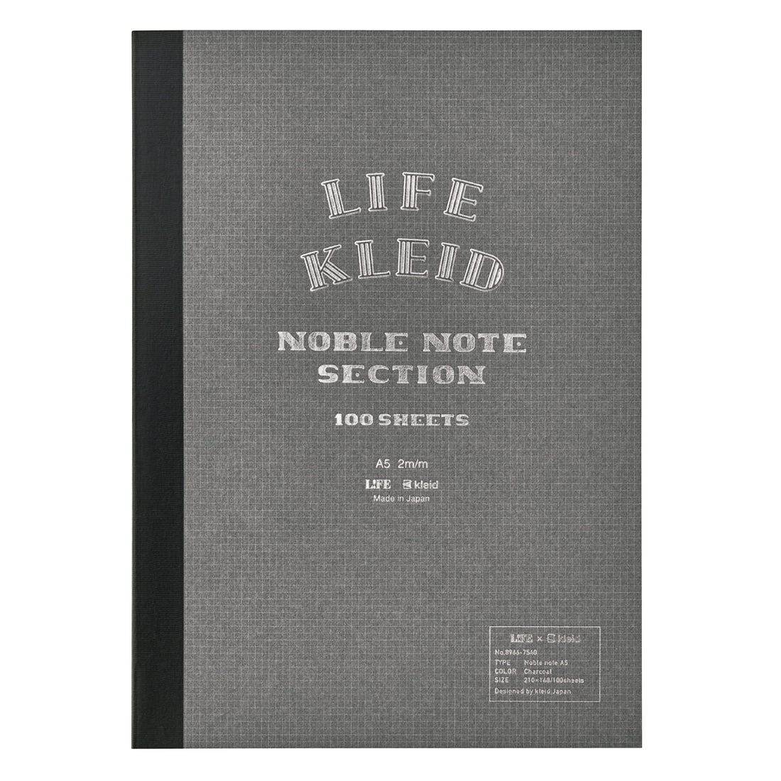 Kleid Noble Notebook Charcoal A5 2mm Grid Paper