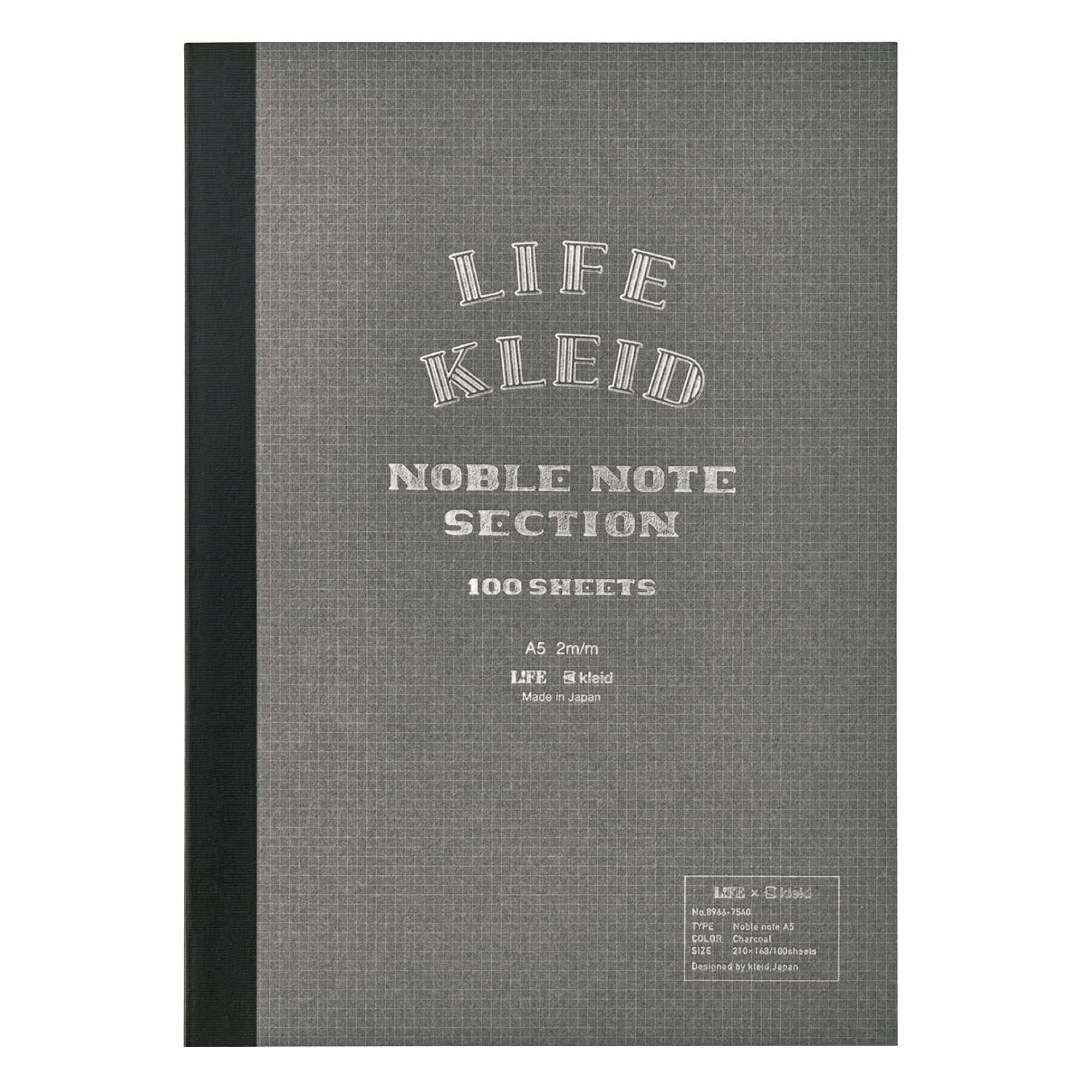 Kleid Noble Notebook Charcoal A5 2mm Grid Paper