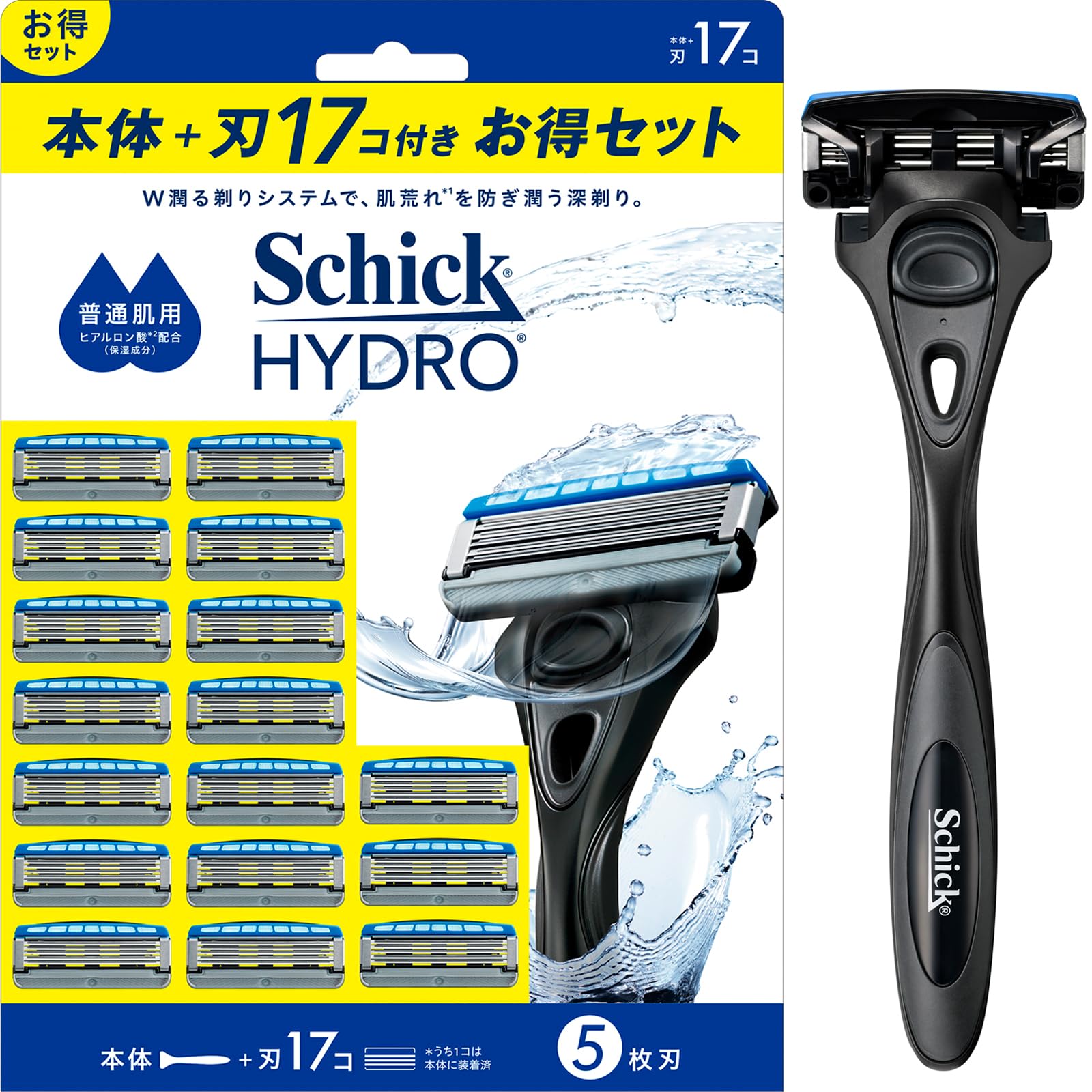 Schick Hydro Razor for Normal Skin with 17 Blades for Men