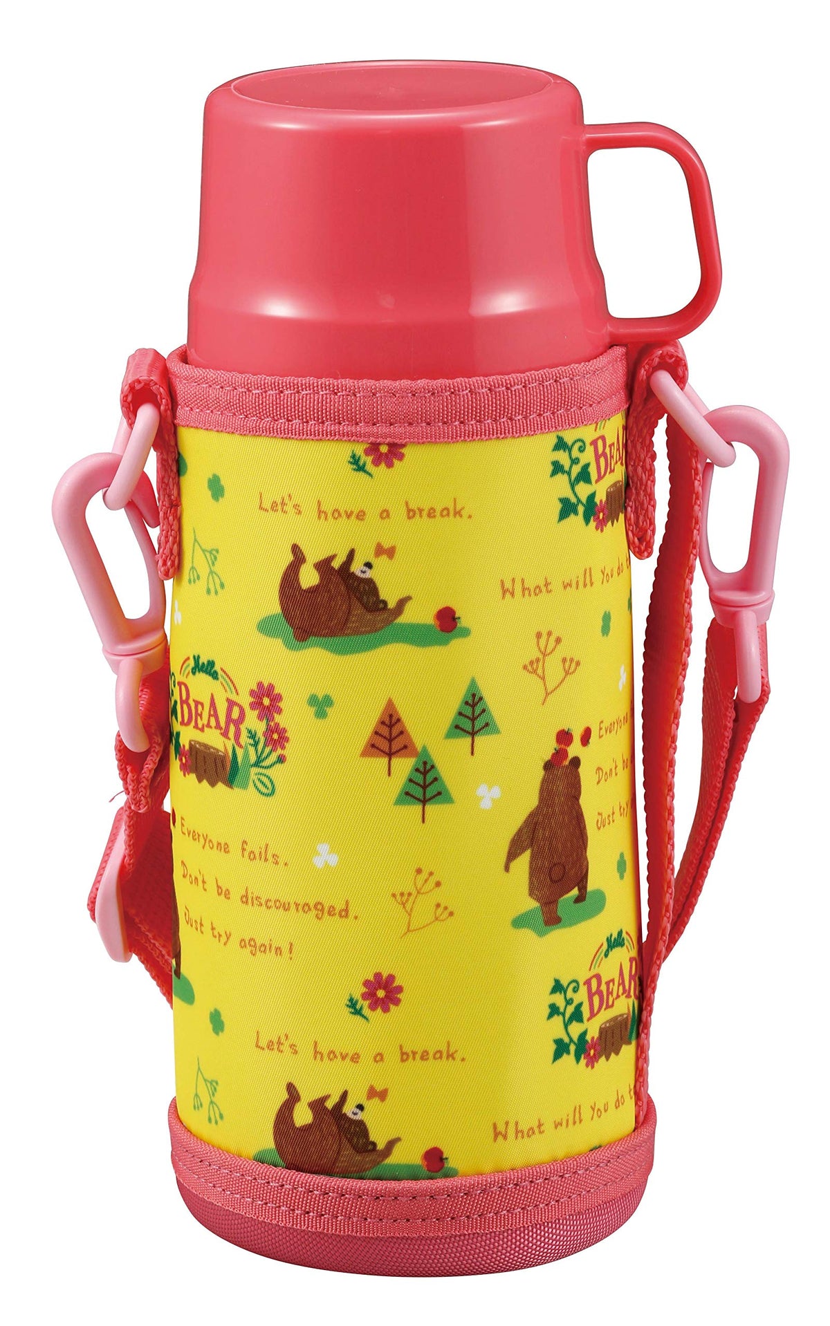 CAPTAIN STAG 600ml Vacuum Insulated Water Bottle with Bear Design