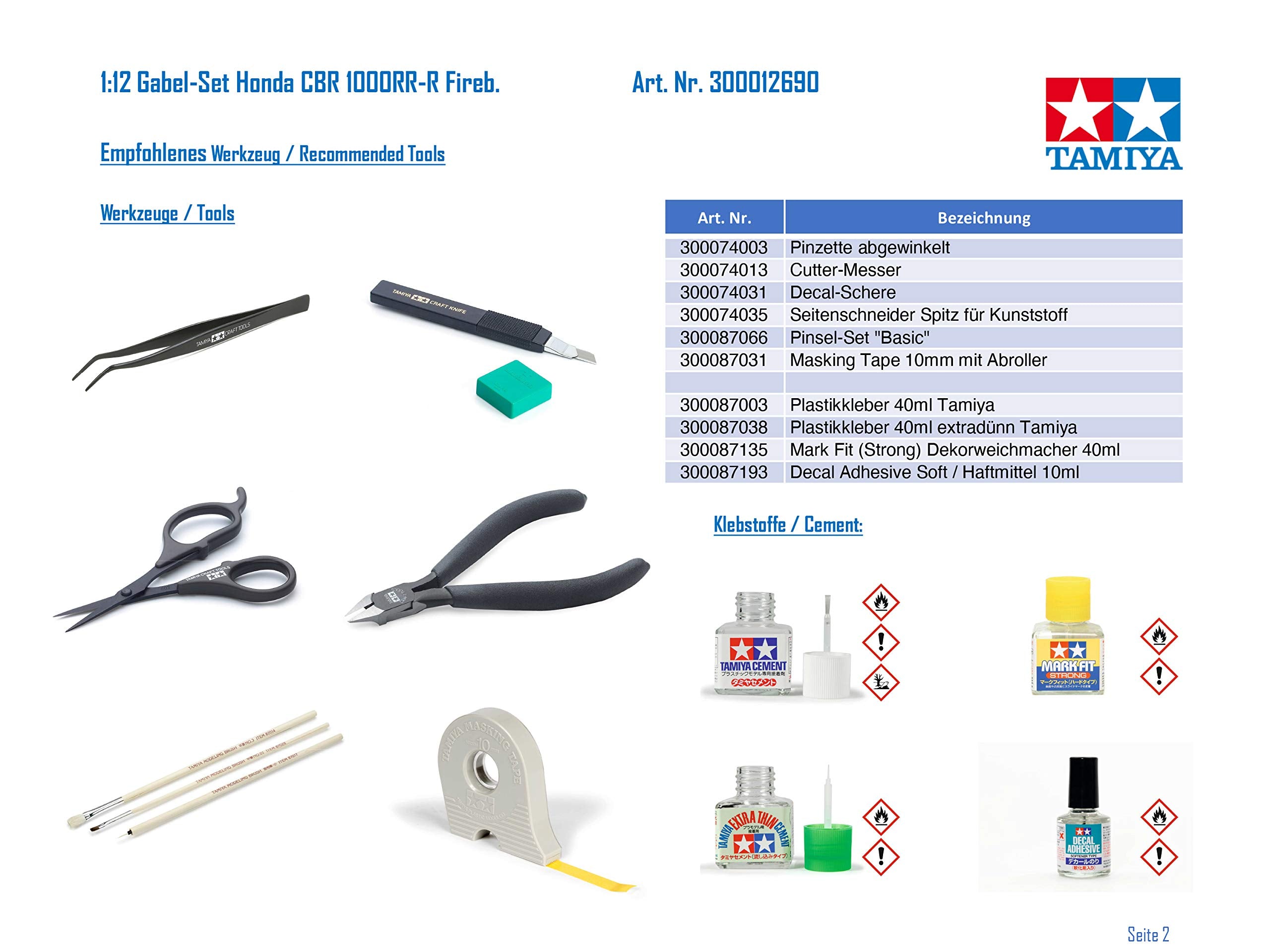 TAMIYA Detail-Up Parts Set for Honda CBR 1000RR-R Front Forks