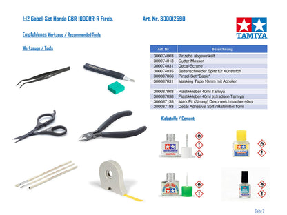 TAMIYA Detail-Up Parts Set for Honda CBR 1000RR-R Front Forks
