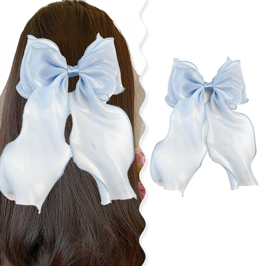 G Triger Sheer Ribbon Hair Clip Blue Unique Gothic Lolita Accessory