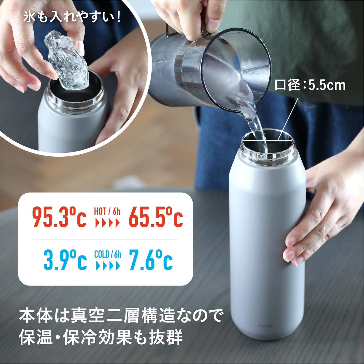 CB JAPAN One-Touch Open Water Bottle 1L Gray Vacuum Insulated