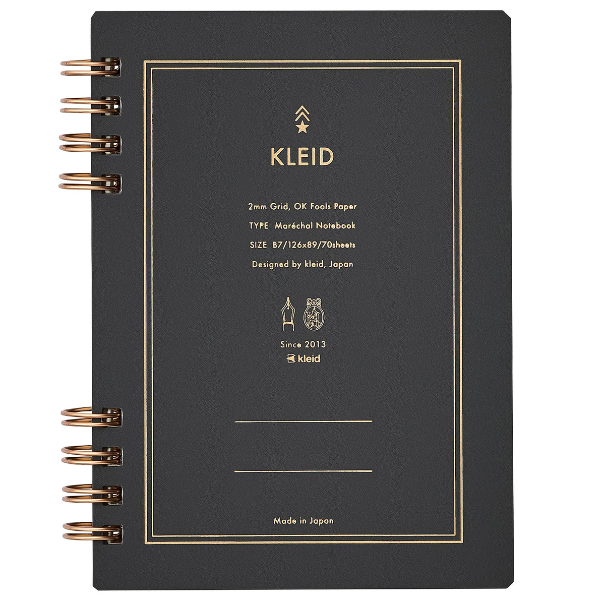 Kleid Notebooks Charcoal B7 2mm Grid Notebook for Daily Use