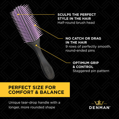 Denman Hair Brush Black and Purple for Effortless Styling