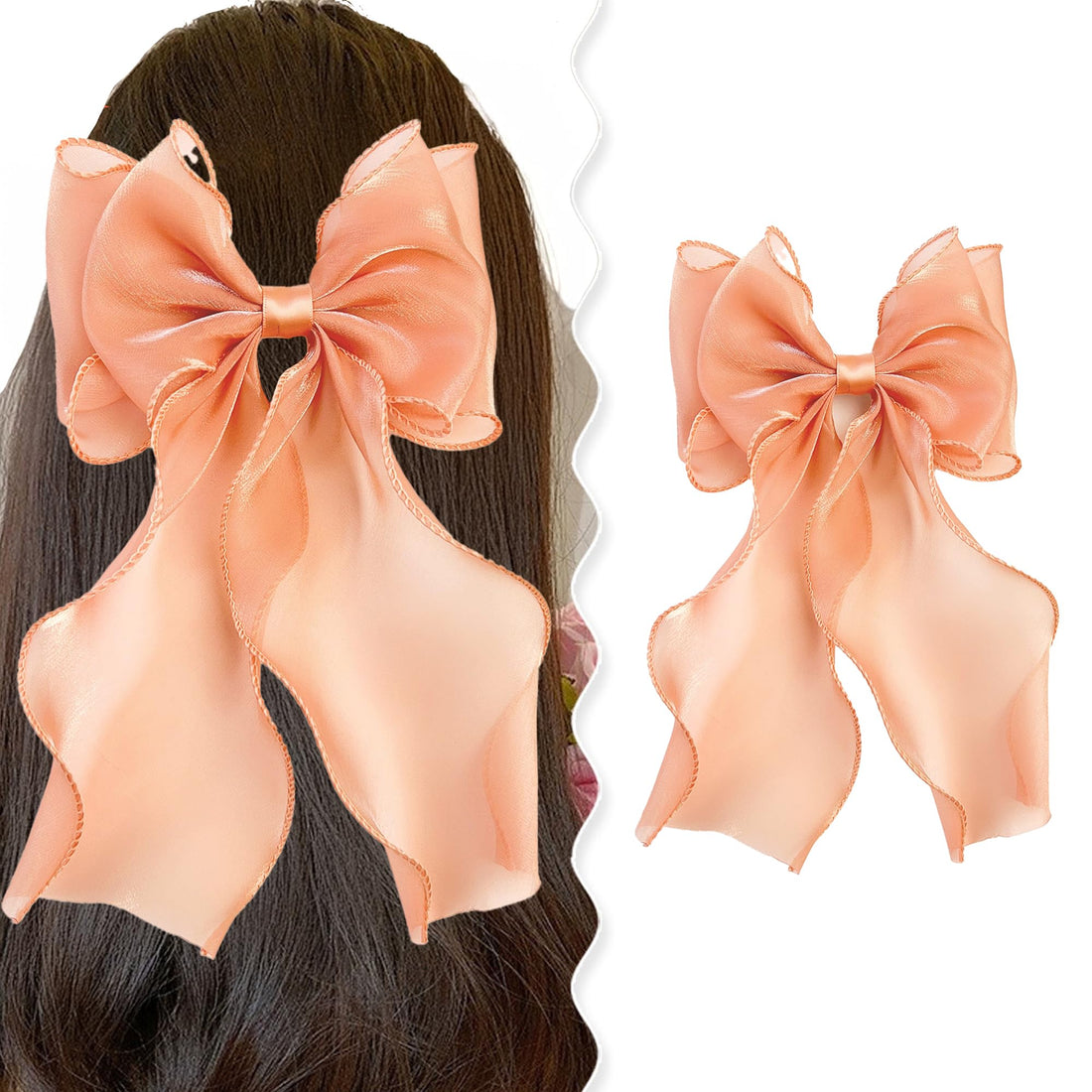 G Triger Sheer Ribbon Hair Clip Orange Unique Accessory