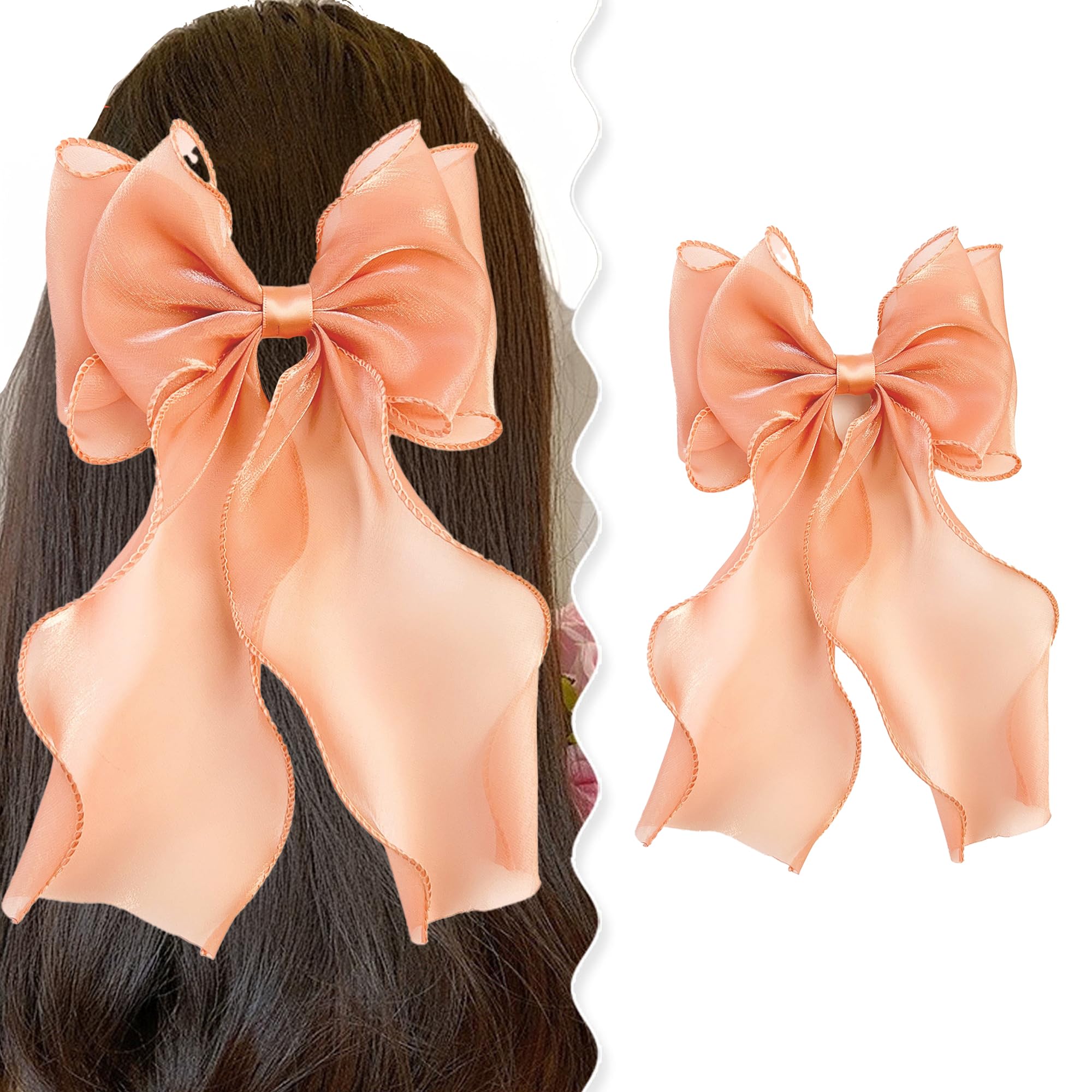 G Triger Sheer Ribbon Hair Clip Orange Unique Accessory