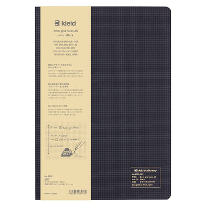 Kleid A5 2mm Grid Notebook Black for Precision Note-Taking