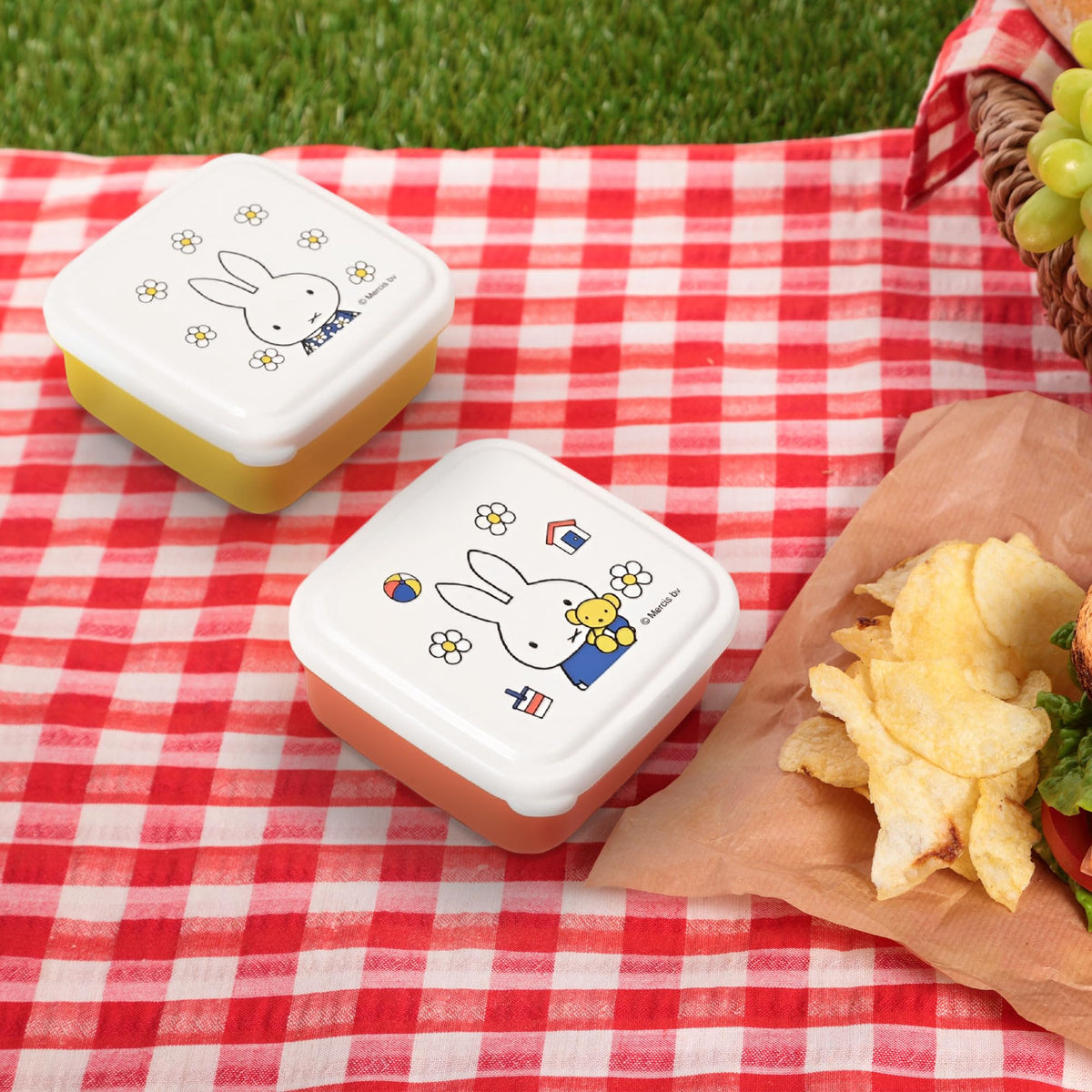 クツワ(Kutsuwa) ミッフィー(miffy) キッズランチ シールBOX(SS) W7.5×D7.5×H3.6cm 115ml×2個セット ミッフィーとお花シリーズ MF960 日本製