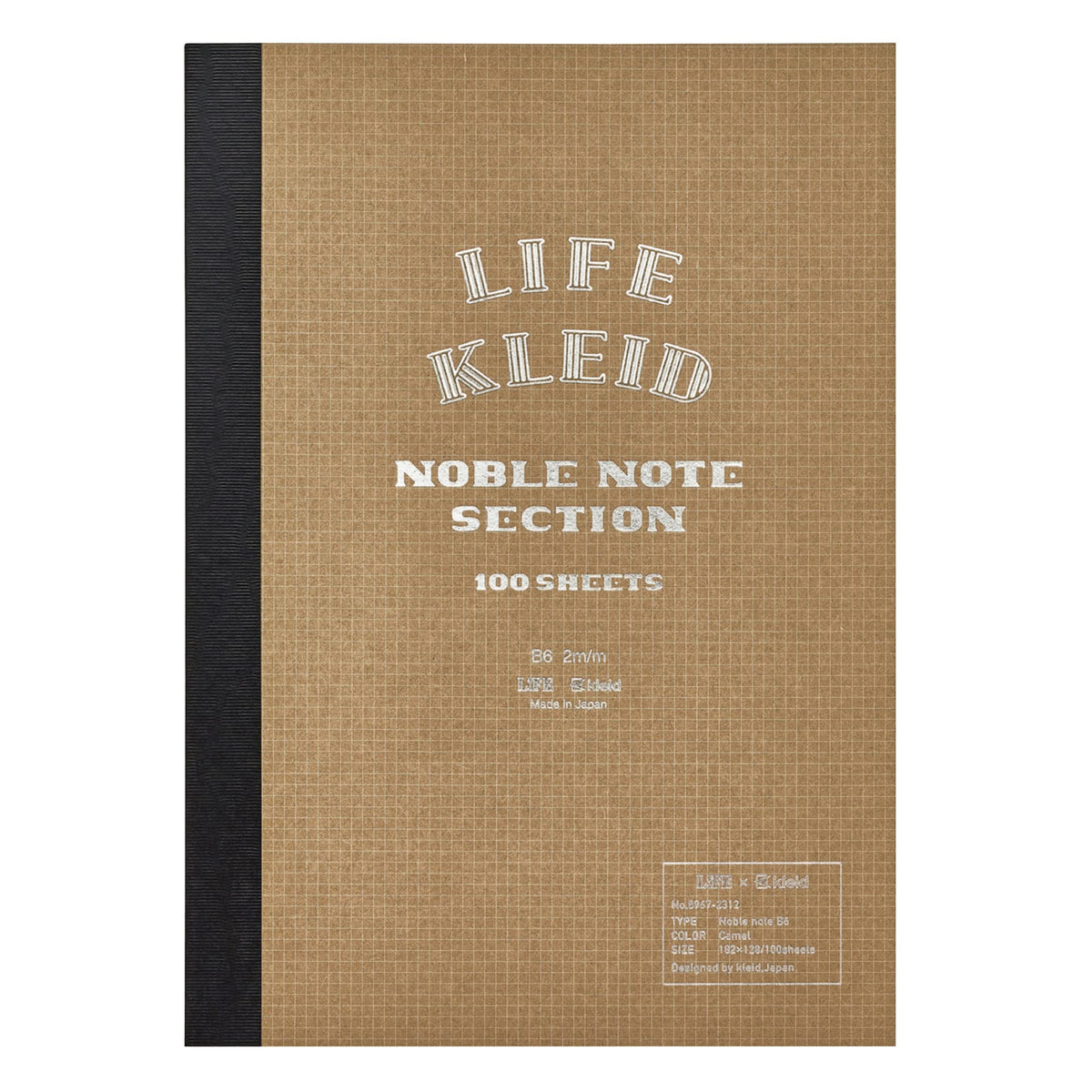 Kleid Noble Note B6 2mm Grid Notebook in Camel
